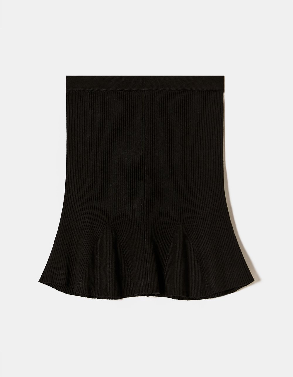 Ladies Black A-Line Knitted Skirt-Ghost Front View