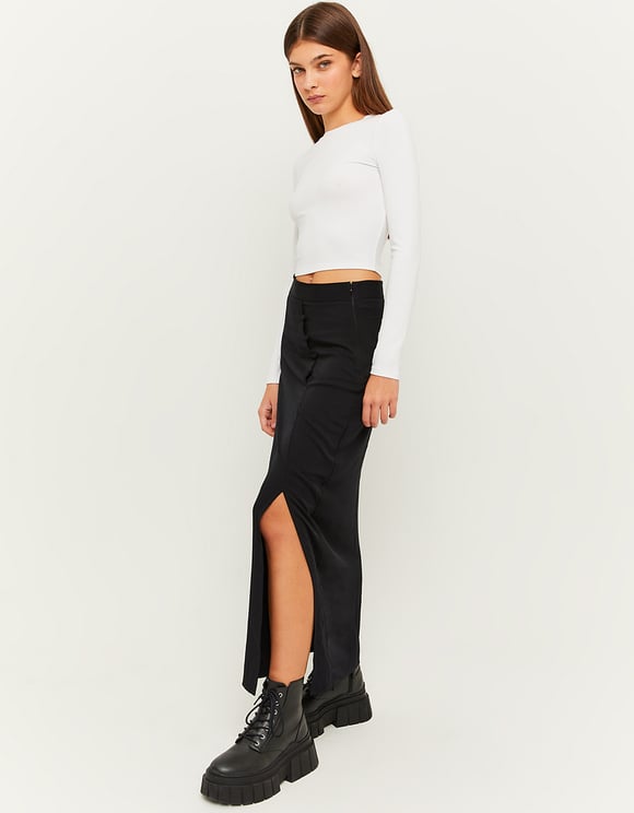 Tally Weijl Printed Black Slit Skirt BLACK model front view