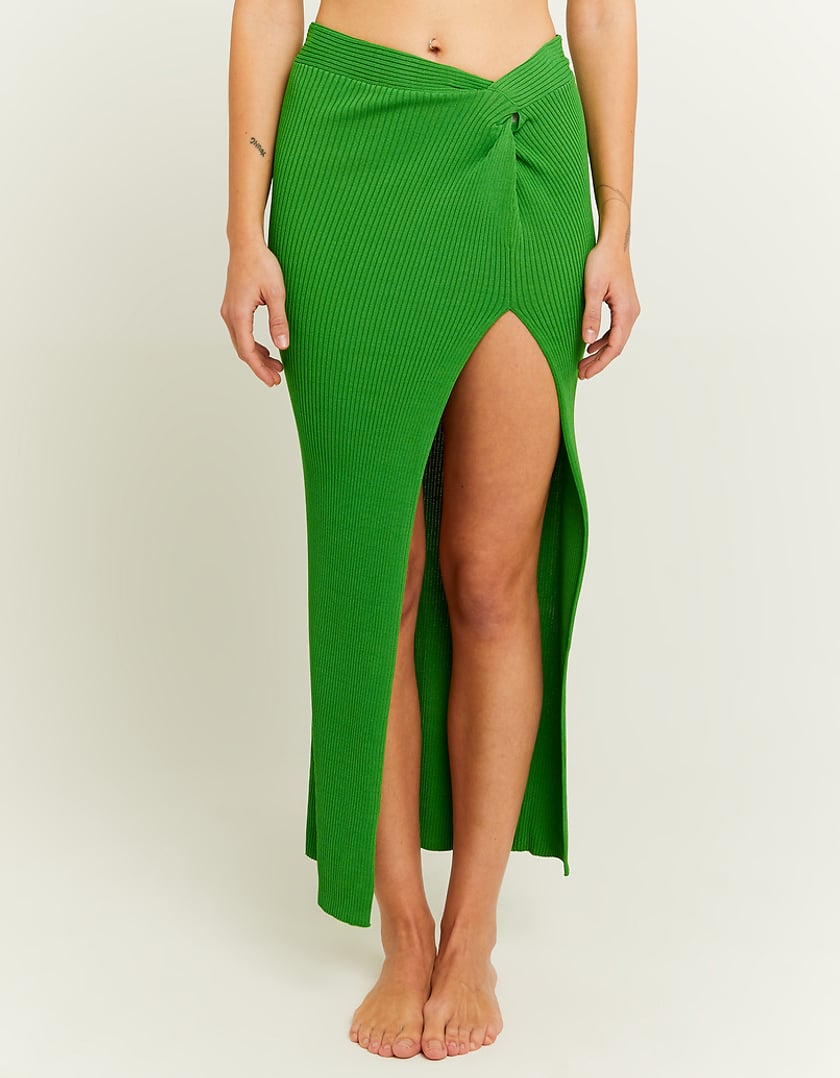 Tally Weijl Green Knitted Long Skirt Green front view