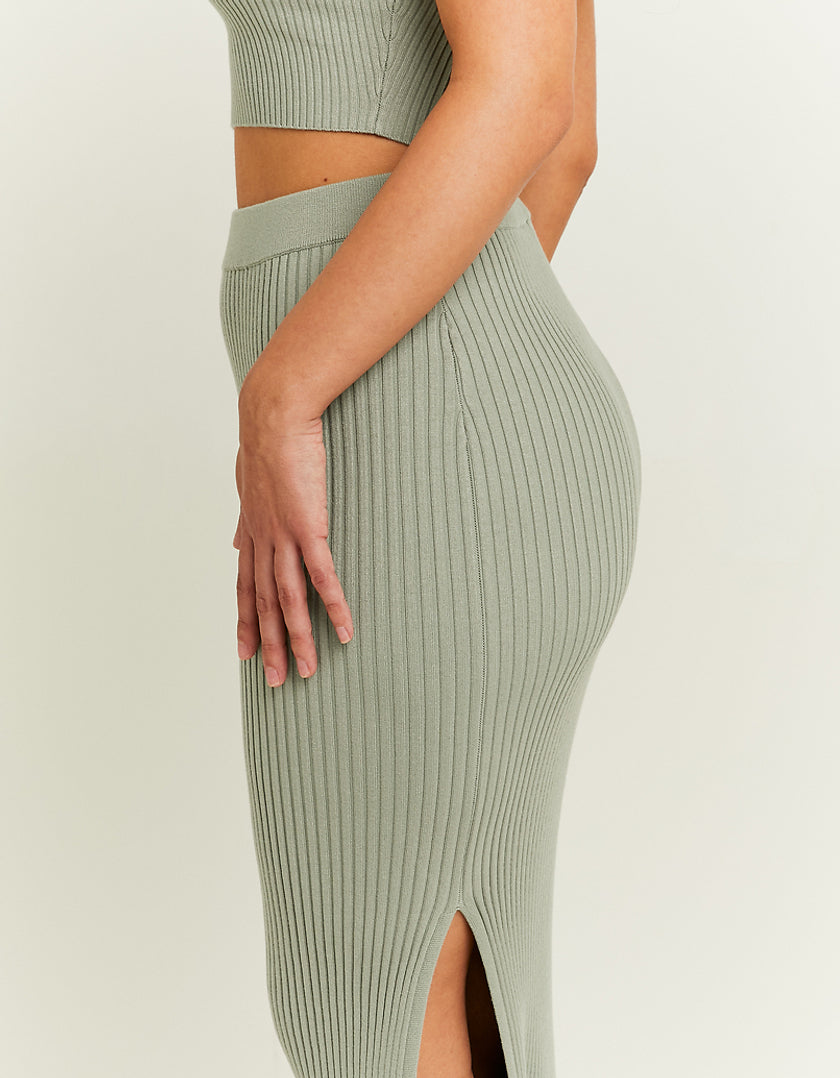 Tally Weijl Knit Skirt With Side Slit Green detail view