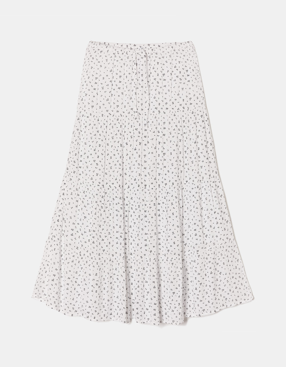 Ladies Long White & Black Floral Skirt-Ghost Front View