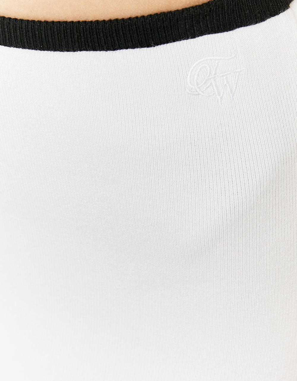 White Knitted Skirt With Contrasting Trim