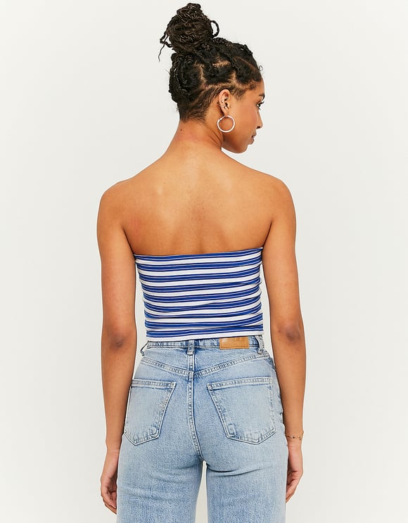 Tally Weijl Striped Crop Top WHITE model front view
