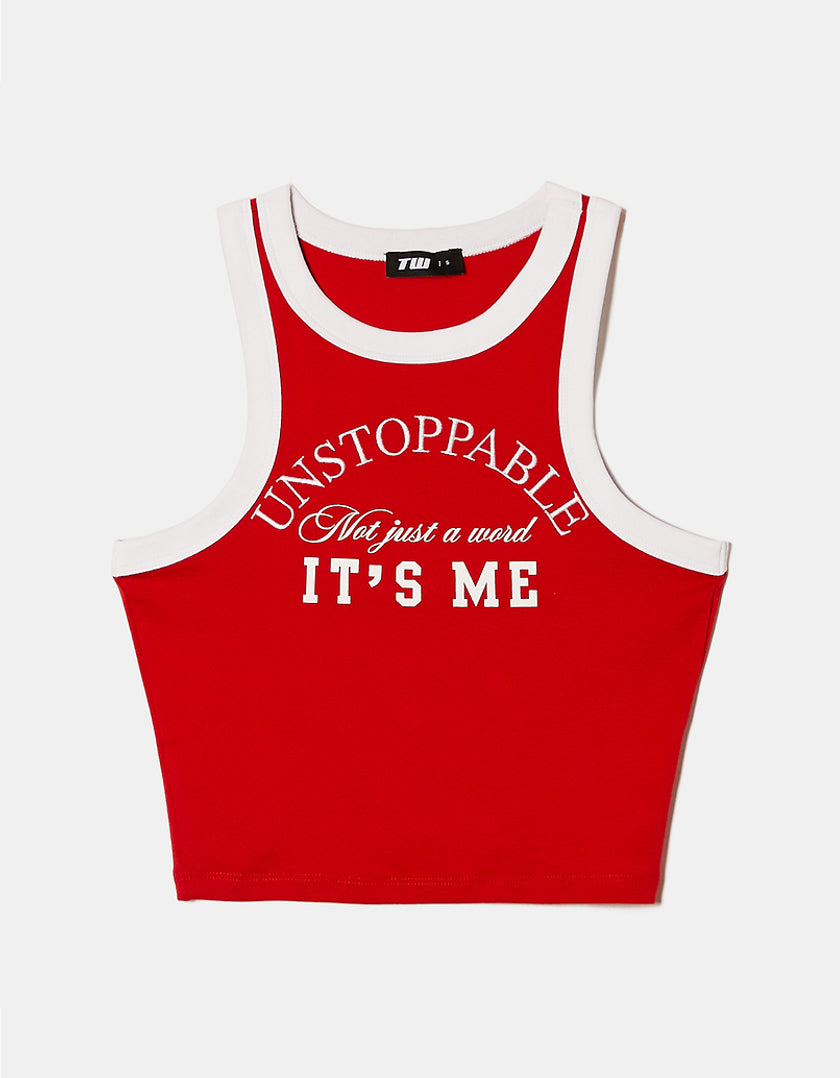 Tally Weijl Red Printed Unstoppable Tank Top Red full front view