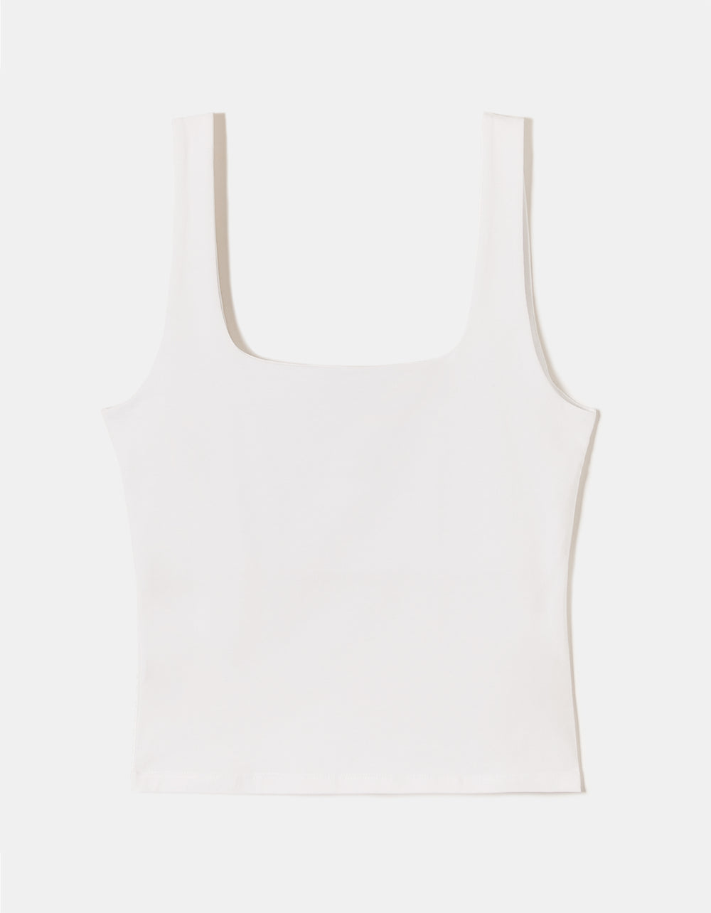 Ladies Basic White Tank Top-Ghost Front View
