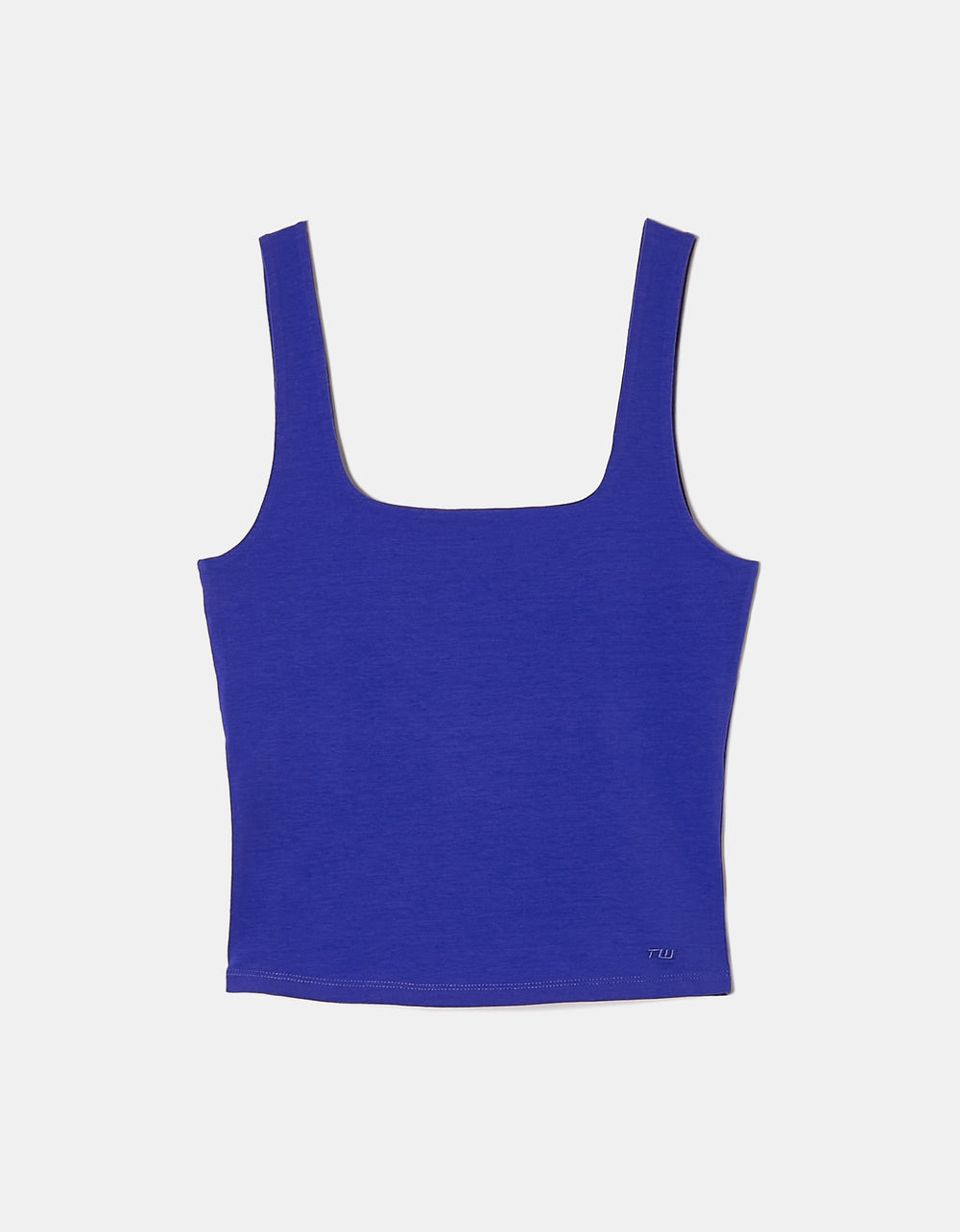 Ladies Blue Basic Tank Top-Ghost Front View