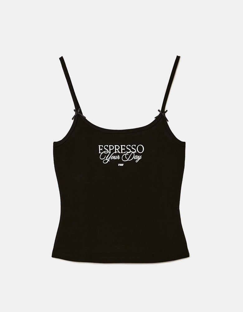 Tally Weijl Black Stappy Top With Espresso Your Day Print Black detail view