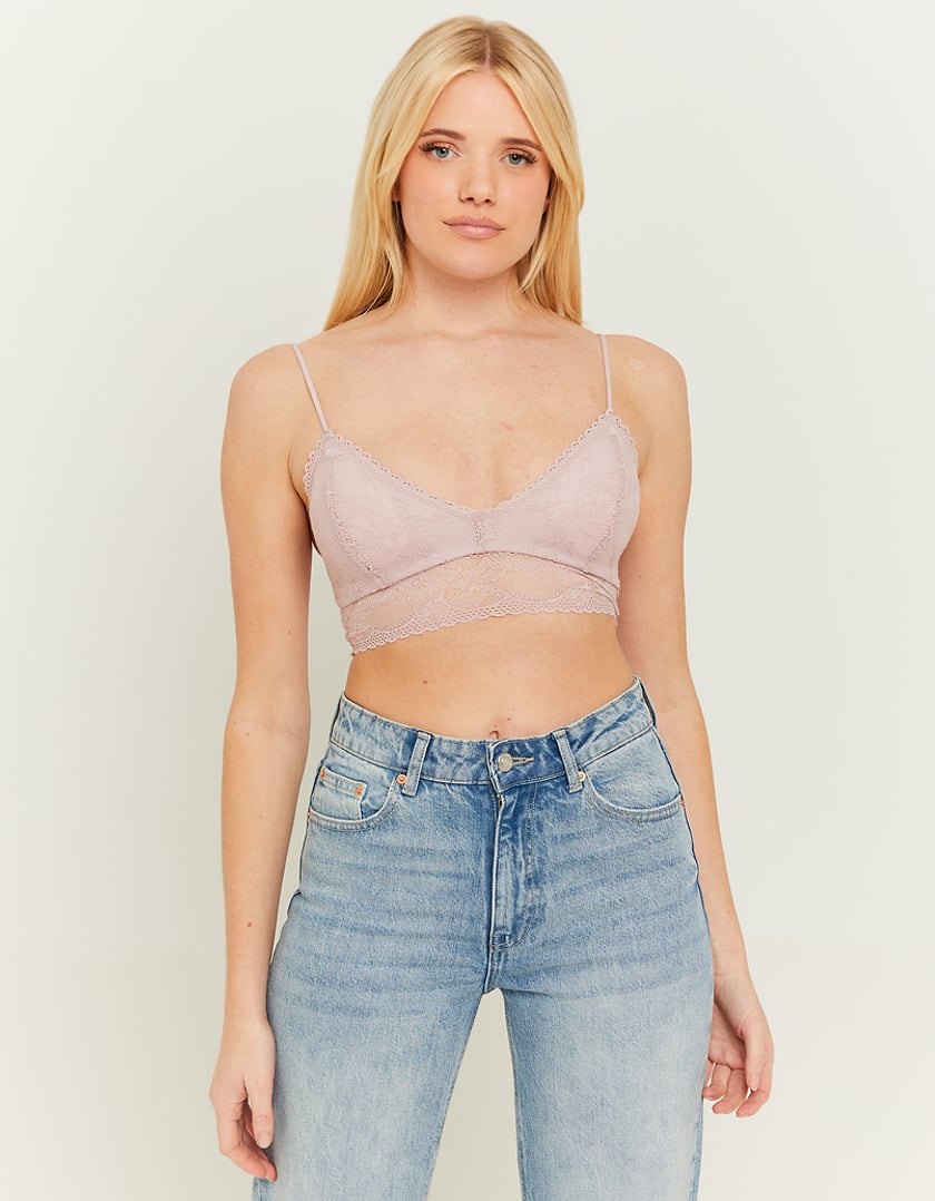 Ladies Lilac Lace Bralette-Model Front View