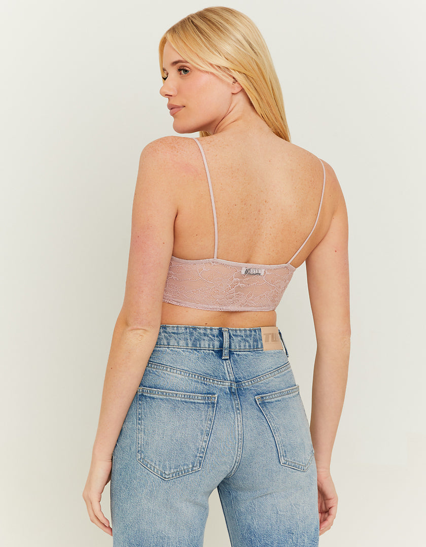 Ladies Lilac Lace Bralette-Model Back View