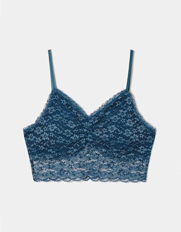 Blue Bralette With Lace – Spirit Clothing