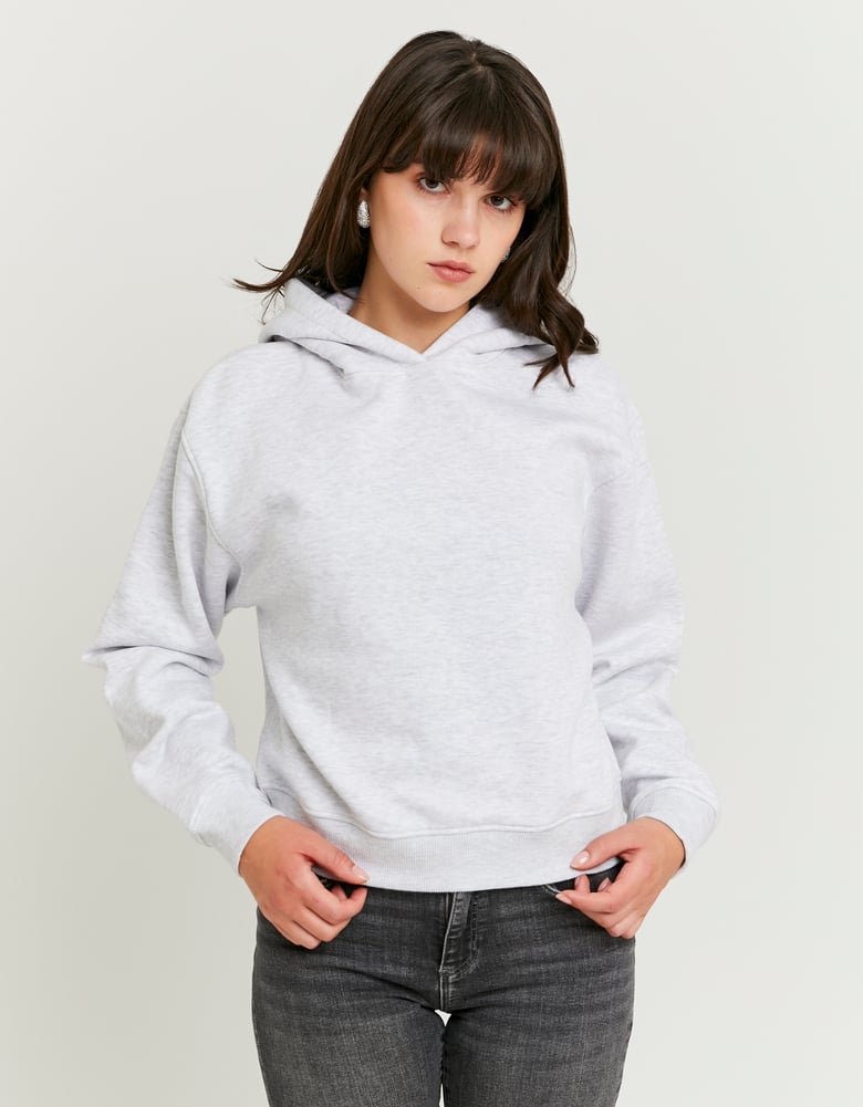 Ladies Grey Basic Hoodie-Closer View of the Hoodie