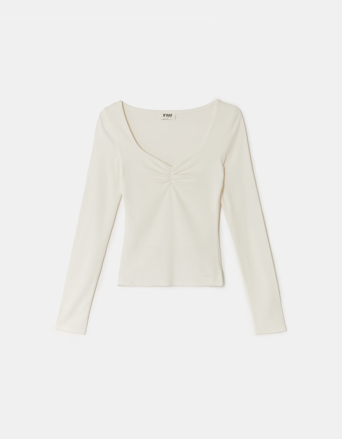 Tally Weijl White Scoop Neck Long Sleeve T-Shirt WHITE back view