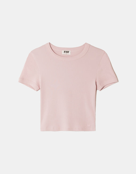 Tally Weijl Pink Basic Cropped T-Shirt PINK back view