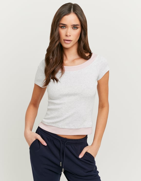 Tally Weijl Grey Basic T shirt Grey front view