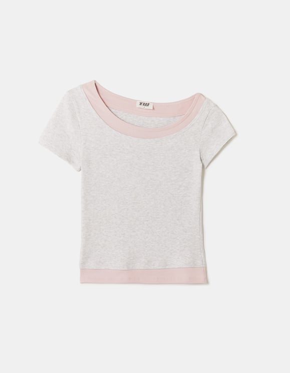 Tally Weijl Grey Basic T shirt Grey back view