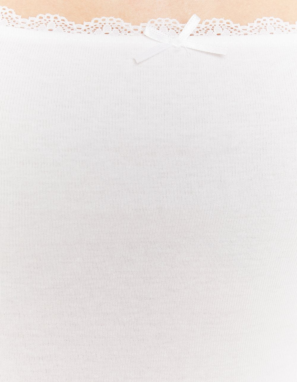 Ladies Basic White Top With Lace Detail-Pattern View