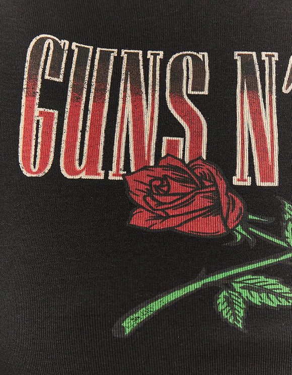 Tally Weijl Black Guns & Roses Cropped T-Shirts Black side view