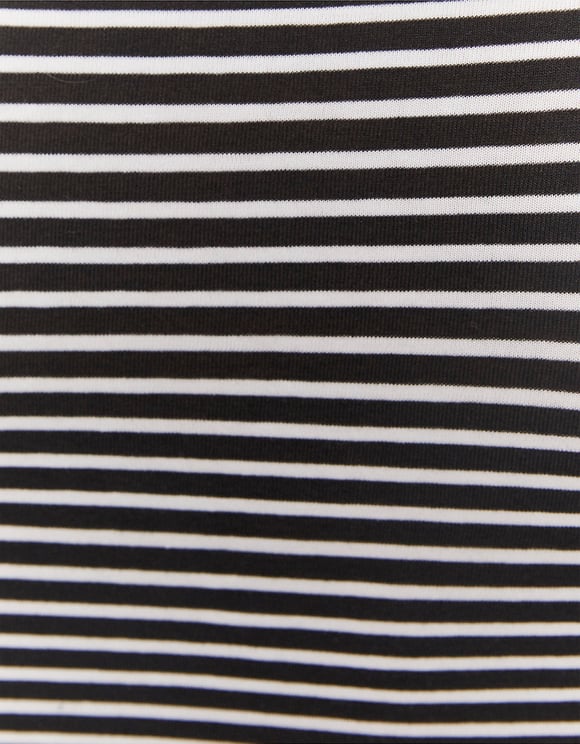 Ladies Basic Stripped Cropped Top-Close Up View