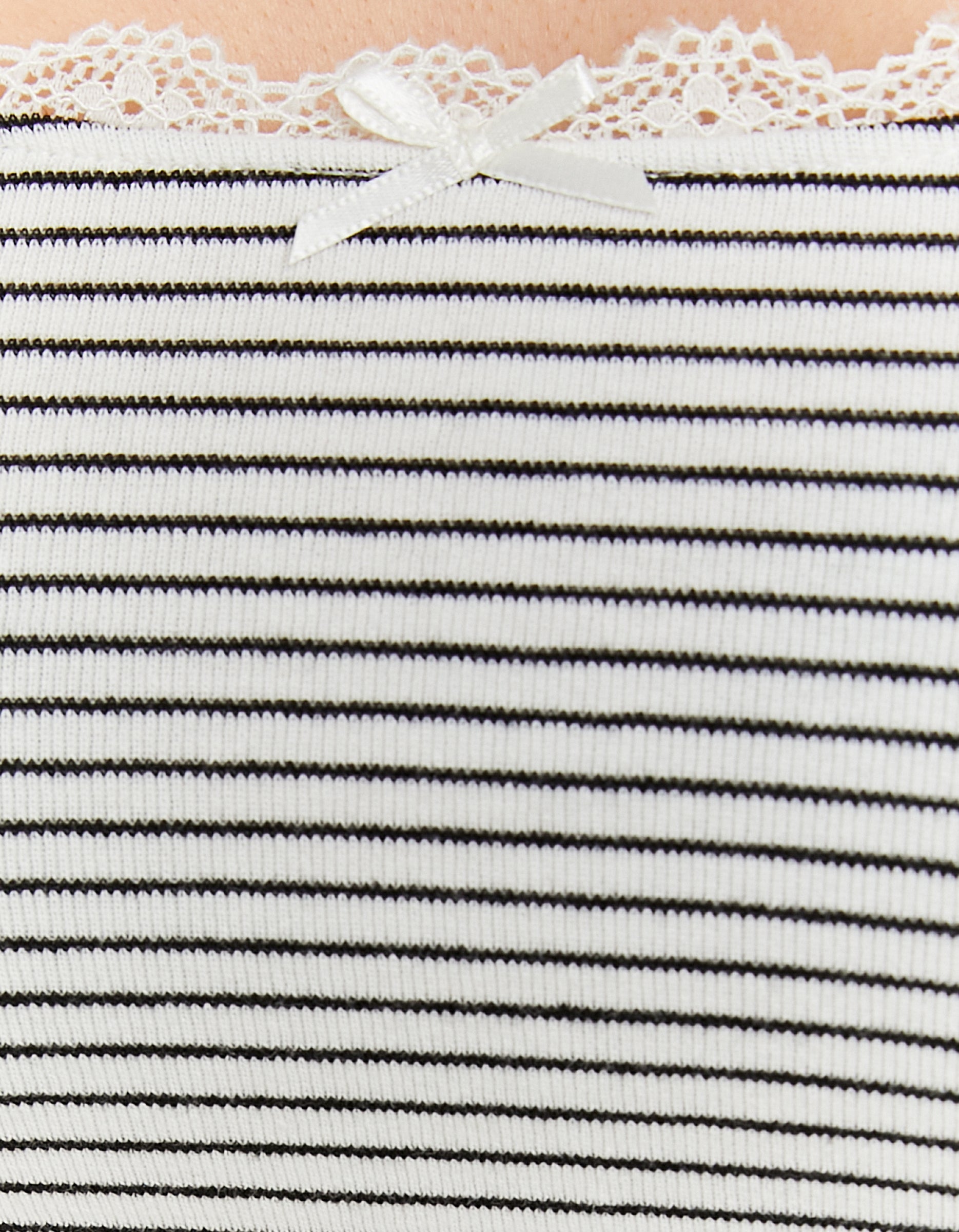 Tally Weijl Striped Basic T-Shirt With Lace Detail White/Black side view