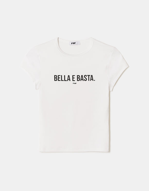 Tally Weijl White Printed Belle E Cotton T-Shirt White back view