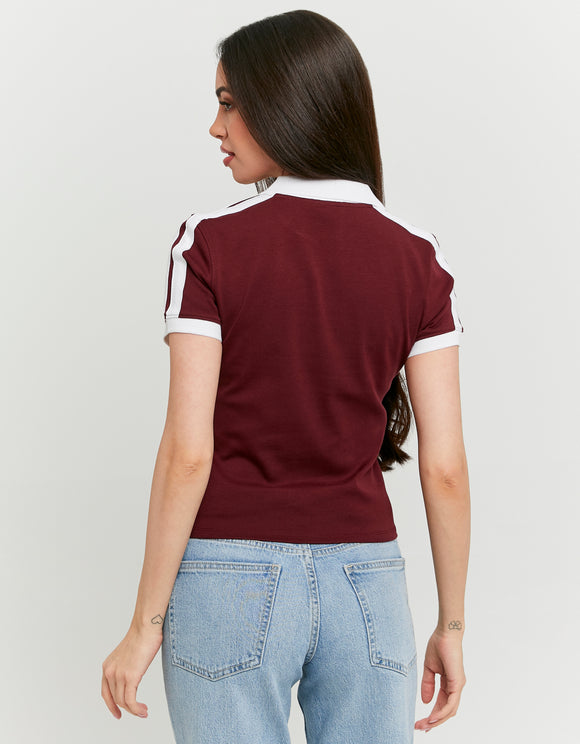 Tally Weijl Burgundy Printed Polo T-Shirt Burgundy detail view