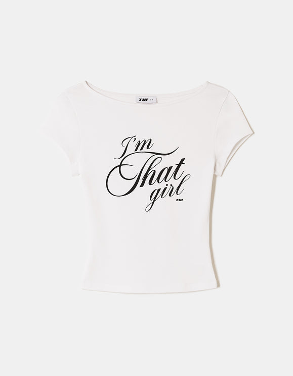 Tally Weijl White I'm That Girl Printed T-Shirt White back view
