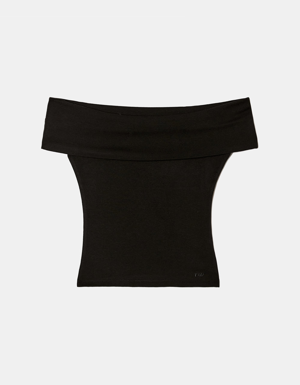 Ladies Black Off-Shoulder Basic Top-Ghost Front View