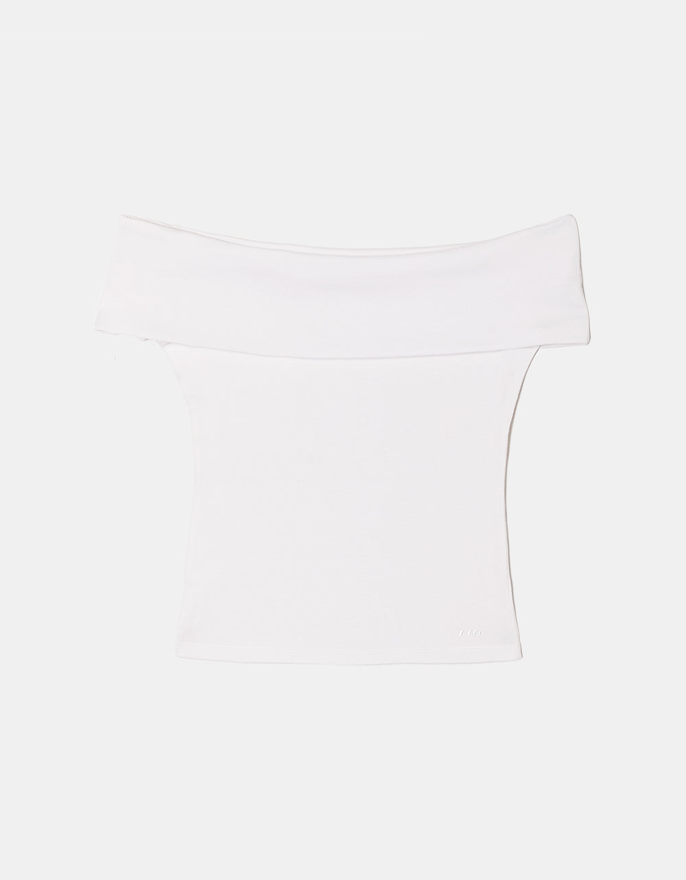 Ladies White Off-Shoulder Basic Top-Ghost Front View