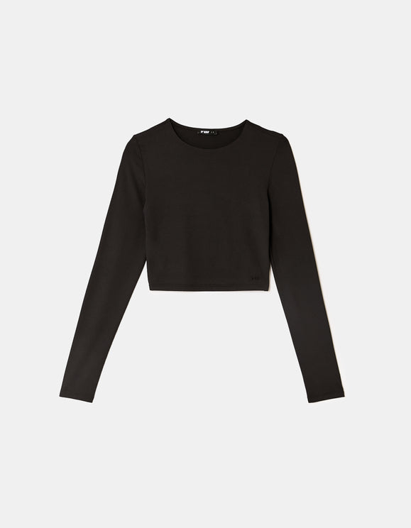 Tally Weijl Basic Black T shirt with Long Sleeves Black back view