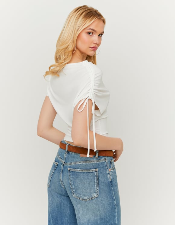 Tally Weijl White Asymmetric Top WHITE back view