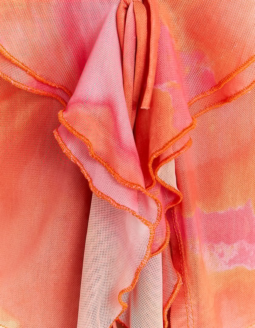 Ladies Mesh Crop Top With Ruffles-Ruffle View