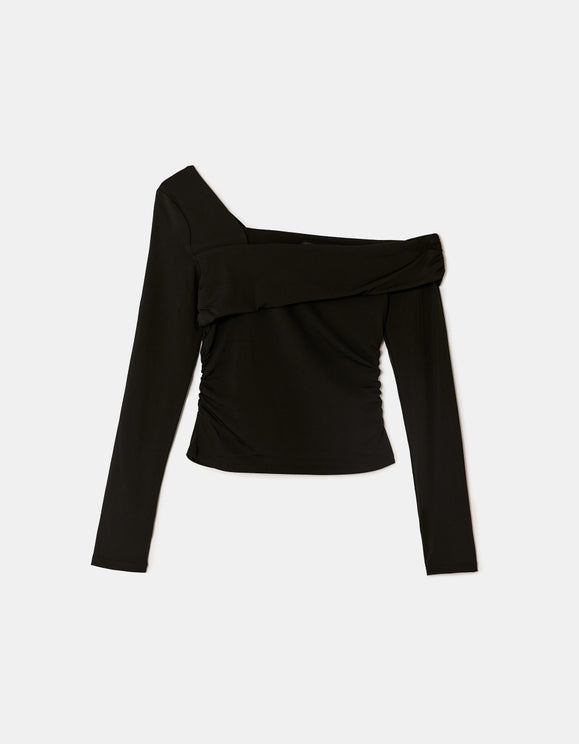 Tally Weijl Asymmetric Basic Black Top BLACK back view