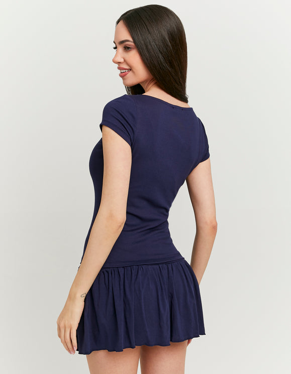 Tally Weijl Blue Cardigan with Boat Neckline Blue detail view
