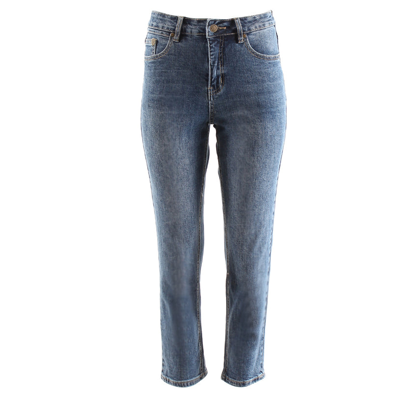 Ladies Susan Mom Mid Blue Jeans-Front View