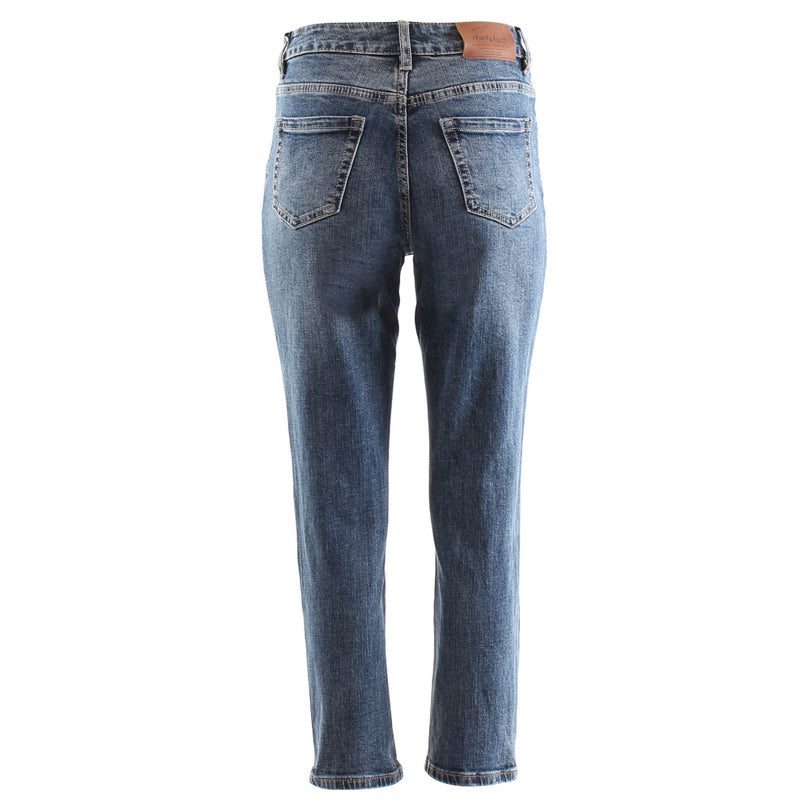 Ladies Susan Mom Mid Blue Jeans-Back View