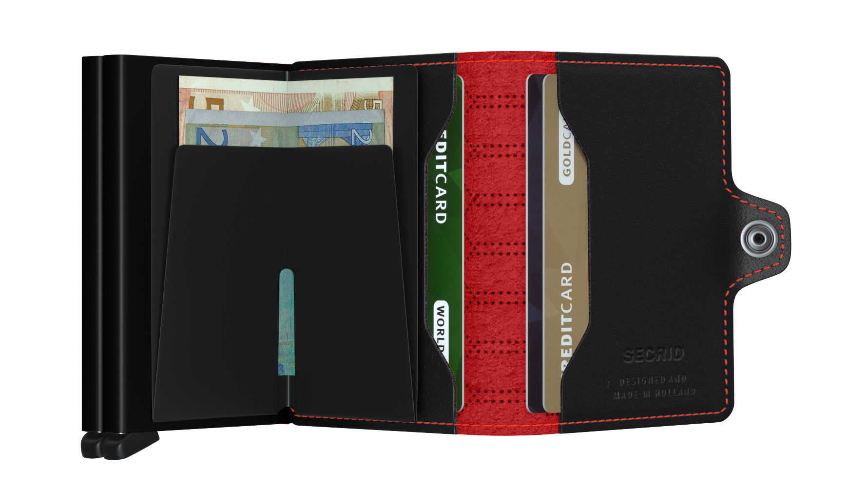 SECRID Twinwallet- Black/Red Black/Red model front view