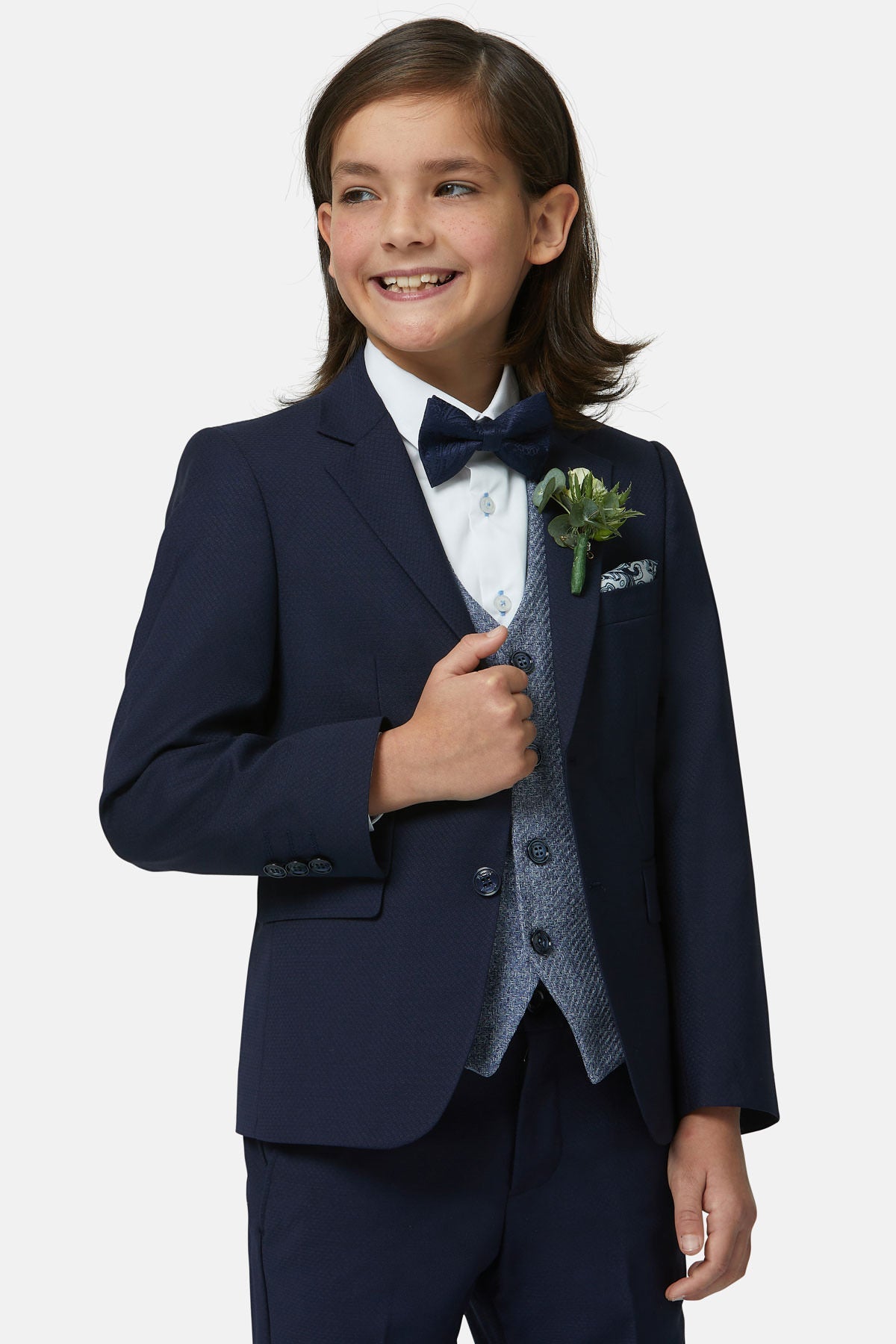 Boy's Simon Boy Waistcoat Blue-Front View