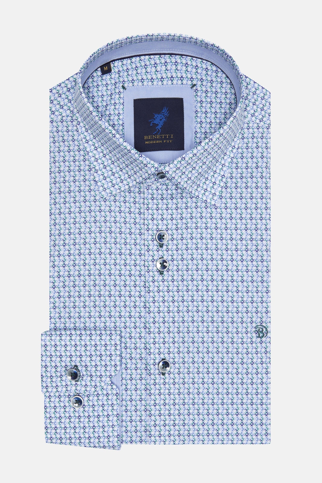 BENETTI Stephen Casual Pattern Long Sleeve Shirt RED model front view