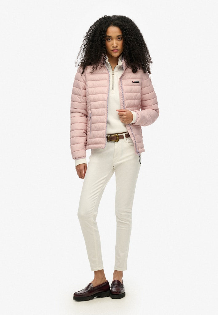 Superdry Ladies Fuji Lite Padded Jacket-Dusty Pink Dusty Pink model front view