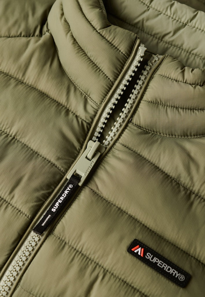 Fuji Lite Padded Jacket-Dusty Olive Green-Zip Detail