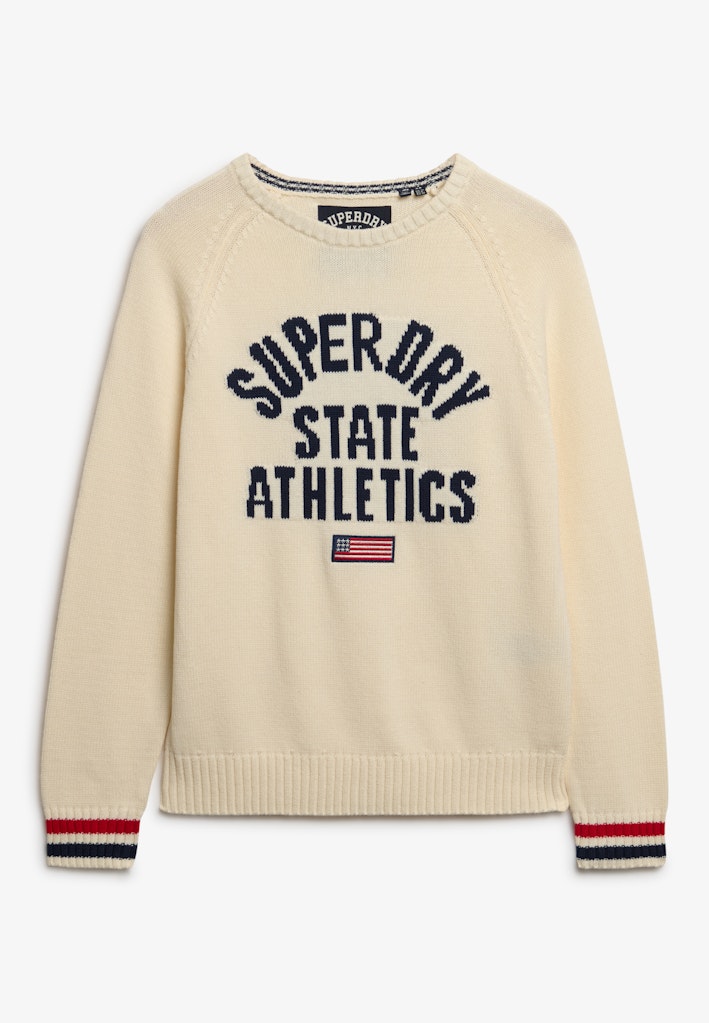 Slouchy Intarsia Graphic Knit-Desert Bone Off White