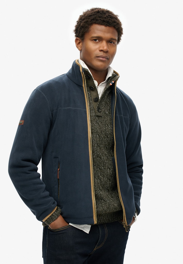 SUPERDRY Mens Estate Full Zip Fleece-Eclipse Navy ECLIPSE NAVY front view
