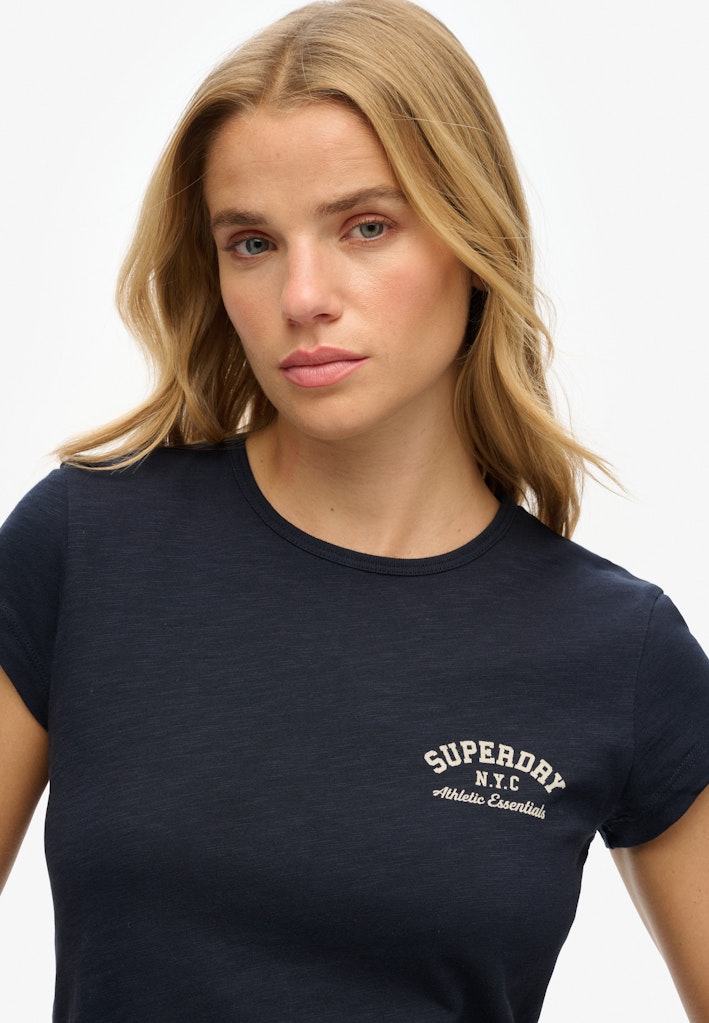 Athletic Essential Slub Tee-Eclipse Navy-Chest logo view