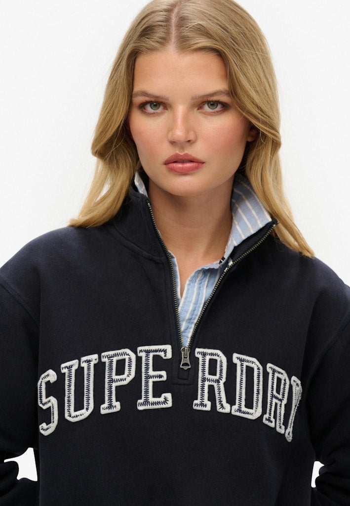 Athletic Essentials Eclipse Navy Applique Half Zip-Chest view