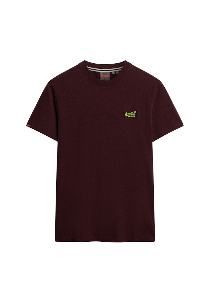 SUPERDRY Essential Logo Emb Tee-Tawnty Port Marl/fluro Yellow Tawnty Port Marl/Fluro Yellow front view