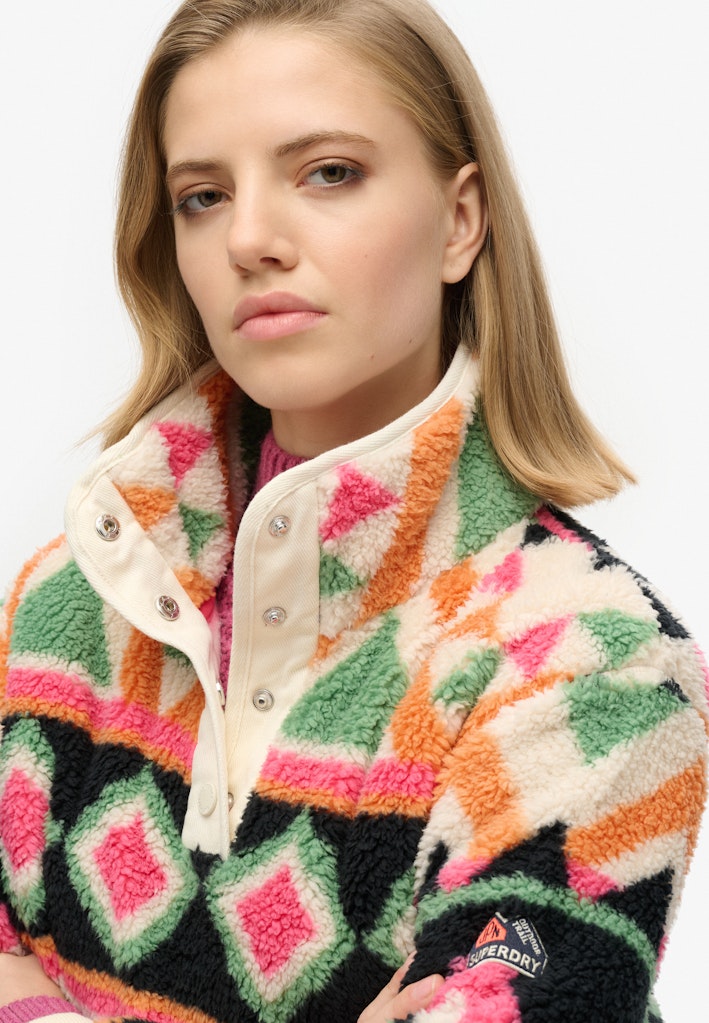 Superdry Ladies Super Soft Cream Terry Print Henley Cream Terry Print detail view