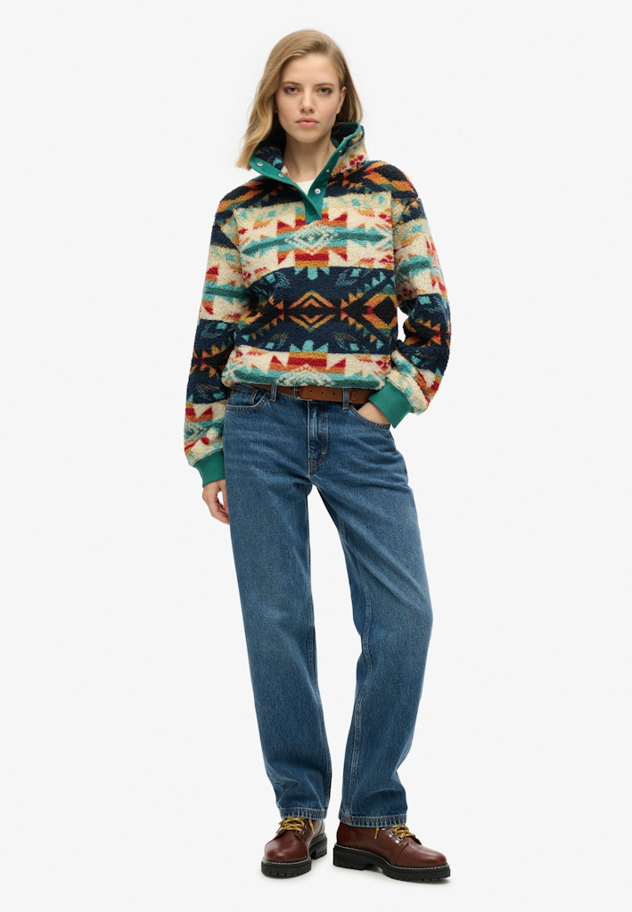 Super Soft Nava Quilt Print Henley-Full model view