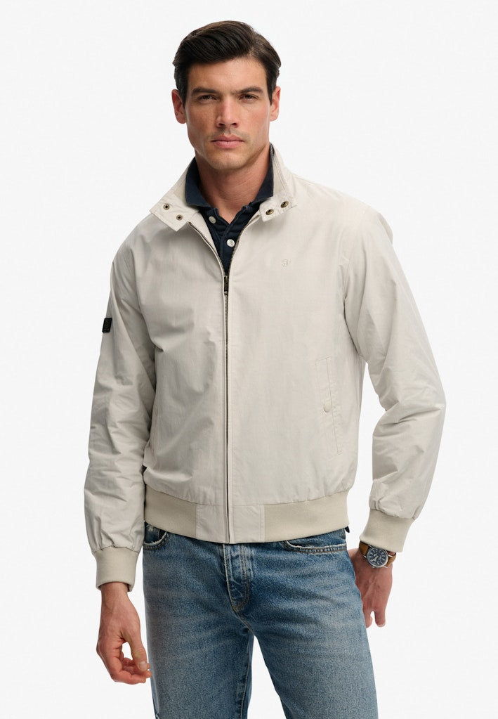 SUPERDRY Classic Harrington Jacket-Rainy Day Grey Rainy Day Grey back view