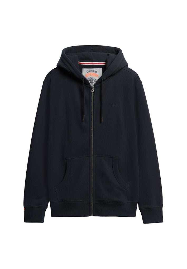 Essential Logo Zip Hoodie-Eclipse Navy-Front view