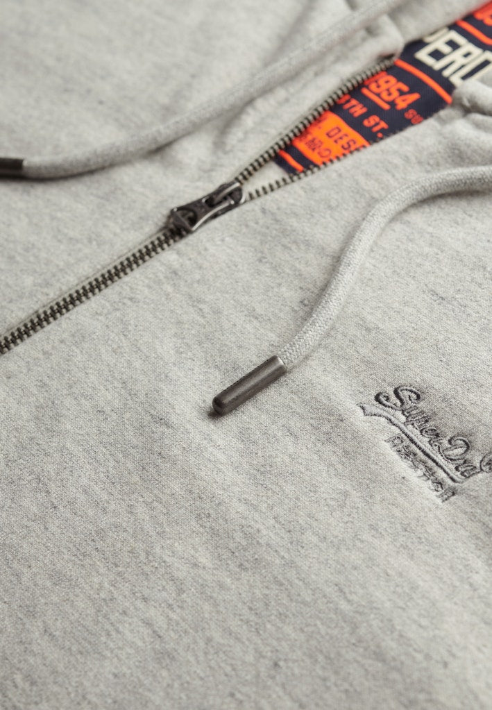 Essential Logo Varsity Grey Grindle Zip Hoodie-Zip view
